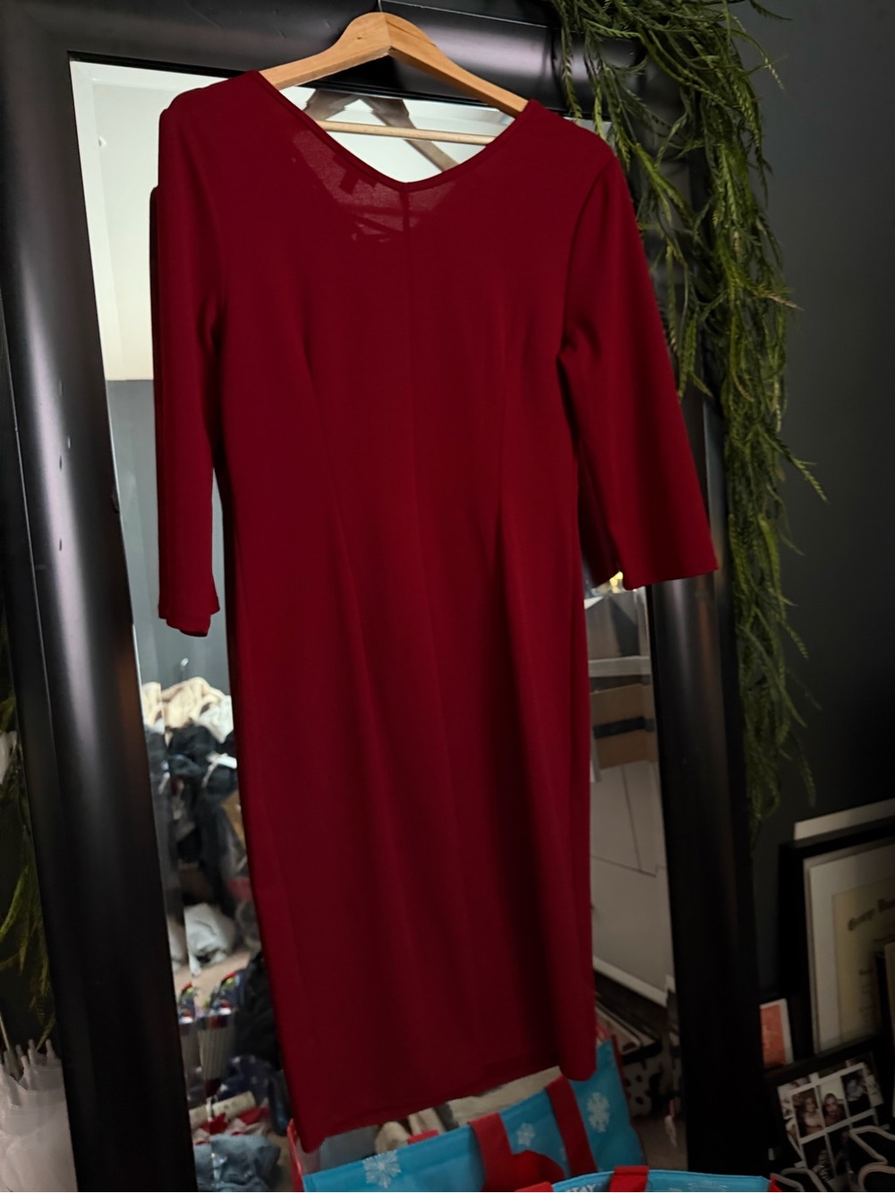 Sami & Jo Burgundy Lace-Up Grommet Sheath Midi Dress Size M - Picture 7 of 14